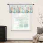 Summer Beach Sheer Valance Curtains, Ocean Colorful Coral Shell Seaweed Starfish Wood Grain Light Filtering Kitchen Valances Rod Pocket Voile Curtain Treatment for Bedroom/Living Room/Basement 42Wx12L