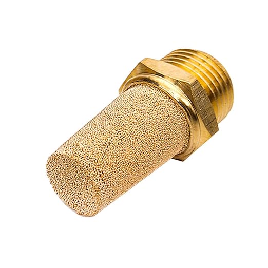 Beduan 10 Pcs Pneumatic Brass Exhaust Muffler Filter, 3/8" Male Thread Hex Sintered Silencer Air Line Fitting