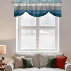 Blue Ombre Wooden Tie Up Valance Curtains for Windows, Kitchen Curtains Window Shades, Farmhouse Retro Wood Gradient Light Filtering Roman Curtain Valances for Bedroom/Bathroom/Cafe 60"x18"