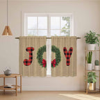 Red Green Christmas Kitchen Curtains 54 Inch Long 2 Panel Set, Rod Pocket Window Curtains Panels, Xmas Botanical Winter Farmhouse Light Filtering Privacy Draperies for Bedroom Laundry 42"W x 54"L