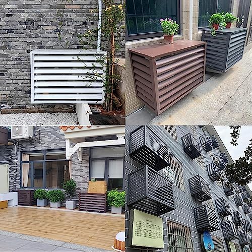 Aluminum Air Conditioner Cover, Privacy Fence Screen, Outdoor Condenser Protective Cover, Freestanding Louvered Space Divider, Trash Can Enclosure & Flower Stand, Suitable for Outdoo