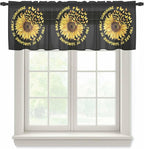 YOU ARE MY SUNSHINE Sheer Valance Curtains, Summer Sunflowers Golden Gradient Butterflies Light Filtering Kitchen Valances Rod Pocket Voile Curtain Treatment for Bedroom/Living Room/Basement 60Wx18L