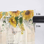 Farmhouses Sunflowers Sheer Valance Curtains, Retro Floral Leaves Red Truck Vintage Light Filtering Kitchen Valances Rod Pocket Voile Curtain Window Treatment for Bedroom/Living Room/Basement 60Wx18L