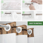 Wood Barn Door No Hook Shower Curtain with Snap in Liner Set, Waterproof Shower Curtains for Bathroom, Wooden Plank Fabric Shower Curtain, See Through Mesh Top Window, 66" W x 72" L