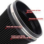 MUGE RACING 6" 152 mm High Flow Inlet Air Filter, Air Intake Cone Filter Replacement Performance Washable Clamp-On Dry, 6'' Tall(Black)