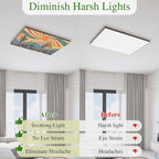 Fluorescent Light Covers for Ceiling Lights Cactus Desert Magnetic Light Filters 2 Pack 4x2 ft Boho Abstract Sun Mountain Rainbow Ceiling Lights Cover for Classroom Office School Home Drop Lamp Decor