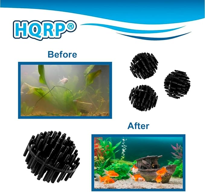 HQRP 100 pcs Bio Balls Filter Media 1.5 Inch - Large Bio Ball for Aquarium, Pond, Waterfall, Fountain Filter Media in Mesh Bag with Zipper