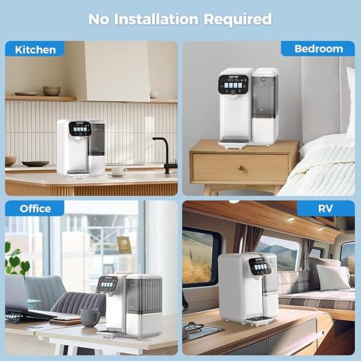 Countertop Reverse Osmosis Water Filter, UV 6 Stage RO Filtration System with Remineralization pH Balance, Portable Water Purifier for Kitchen, RV, Office, No Installation, B100