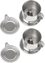 2 Sets Vietnamese Coffee Filter Stainless Steel Coffee Pot Drip Infuse Cup Brewing Teapot No Need Paper Drip Coffee Pot Machine Filter Attractive processing
