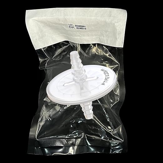Air Venting Filter Sterile PTFE Hydrophobic Filter Disc 50mm 0.22μm with 7mm-13mm Stepped Hose and Barb Female Luer for Air Filtration, Individually Packed (5)