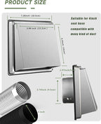 Upgraded 4" Stainless Steel 304 Dryer Vent Cover Outdoor - Rubber Cushioned Non-Return Flap (Noise Reduction) Air Vent with Built-in Fly Screen & 6 Screws for Bathroom Exhaust Vent Office Home