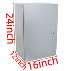Electrical Enclosure Box 24" x 16" x 12" Carbon Steel Electrical Junction Boxes Wall Mount Waterproof Dustproof Metal Box with Safety Locks for Outdoor Indoor Use