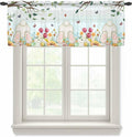 Easter Sheer Valances for Windows 60"x18", Light Filtering Kitchen Curtains Valance, Spring Watercolor Eggs Country Tulip Flower Plant Rod Pocket Chiffon Curtains for Living Room Bedroom Cafe