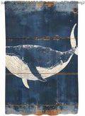 Sheer Curtains 72 Inches Long, Summer Whale Blue Semi Sheer Curtains Light Filtering Window Treatment, Coastal Ocean Vintage Wooden Grain Privacy Voile Drapes for Living Room Bedroom 52x72 Inch