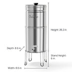 Culligan MaxClear 2.25 Gallon Gravity Water Filter System, Polished Stainless-Steel Countertop Water Filter NSF/ANSI Certified to Reduce Microplastics, Lead & Total PFAS, with 4 Ceramic Filters