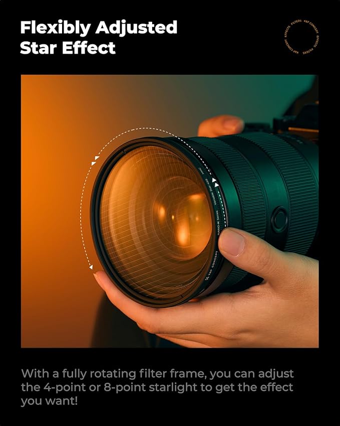 K&F CONCEPT 67mm Variable Star Filter Cross Screen Starburst Filter 4, 8 Points -18 Layer Coating Ultra Slim Optical Glas Camera Lens Filter with 3 Cleaning Cloth