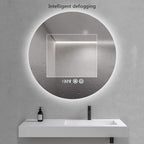 LED Illuminated Bathroom Mirror with Stepless Dimming Switch, Wall-Mounted Vanity Mirror, Demister Pad, for Makeup Cosmetic Shaving
