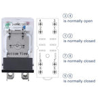 Electromagnetic Power Relay, 8-Pin 10 AMP 24V AC Relay Coil with Socket Base, LED Indicator, DPDT 2NO 2NC - MY2NJ [Applicable for DIN Rail System]