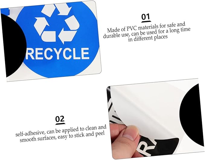 Tofficu 8pcs Hanging Trash Can Stickers Garbage Recycling Decals Material Remind Waste Sorting Habit