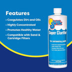 In The Swim Super Clarifier – Fast-Acting, Highly Concentrated Pool Water Clarifier for Crystal Clear Water & Improved Filter Efficiency – for Sand & Cartridge Filters - 1 Quart