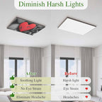 Fluorescent Light Covers for Ceiling Lights Love Heart Stone Magnetic Light Filters 2 Pack 4x2 ft Black Red Ceiling Lights Cover for Classroom Office School Home Drop Lamp Decor