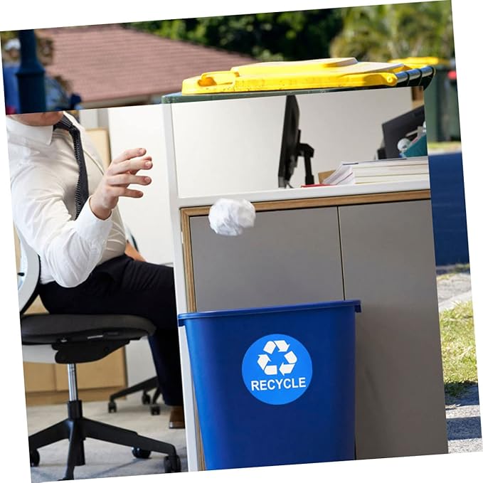 8pcs Trash Can Stickers for Easy Waste Sorting Self-Adhesive Rubbish Bin Labels Black and Blue Decals for Recycling and Composting Use