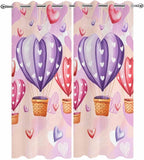 Hot Air Balloons Waterproof Outdoor Curtains for Patio,Windproof Weatherproof Curtains with Weighted Hem,Valentine's Day Watercolor Love Balloons Light Filtering Privacy Drapes 54"x 84" 2 Panels