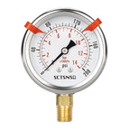 0 to 200 Psi Pressure Gauge, Glycerin Liquid Filled, 2.5 inch Dial, 1/4" NPT Lower Mount, Stainless Steel Case, for Air Compressor, Shock, Water System, Well Pump, Tank, Pipe, Pressure Test