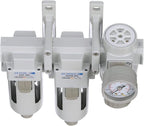 PneumaticPlus SAU330-N03G Three Stage Compressed Air Drying System - Particulate Air Filter, Coalescing Filter, Air Pressure Regulator Combo 3/8" NPT - Poly Bowl, Manual Drain, Gauge
