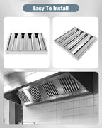 Hood Filters 430 Stainless Steel 19.5W x 19.5H Inch, 4 Grooves Commercial Hood Filters, Commercial Kitchen Range Hood Filter for Grease Rated Commercial Kitchen Exhaust Hoods, 6 Pack