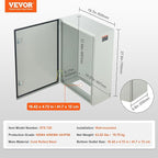 VEVOR Steel Electrical Box, 28 x 20 x 10 in, Cold Rolled Steel Electrical Enclosure Box, Wall-Mounted Outdoor Electrical Electronic Equipment Enclosure with Mounting Plate Hinges Lock, IP66 Waterproof