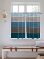 Retro Farm Blue Gray Wood Grain Window Valance Curtains, Rustic Wooden Plank Light Filtering Kitchen Valance with 3-inch Rod Pocket for Living Room Bathroom Bedroom,2 Panel,42x54In