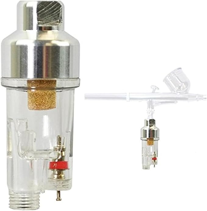 Master Airbrush In-Line Mini Air Filter Water Trap - 1/8" BSP Threads - Airbrush Moisture Trap & Air Compressor Accessory (Connects directly onto airbrushes and hoses with 1/8" threads)