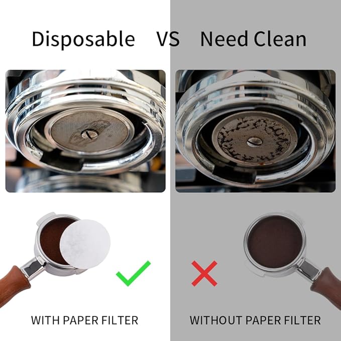 watchget 55mm Espresso Paper Filters - 100 Pcs Unbleached Coffee Filter Papers, Compatible with 58mm Bottom Portafilter Baskets and Espresso Machine Handles