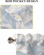 Summer Coconut Tree on Vintage Wood Grain Window Valance Curtains, Seaside Plants Light Filtering Kitchen Valance with 3-inch Rod Pocket for Living Room Bathroom Bedroom,2 Panel,27.5x45In