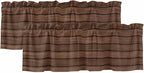 2 Pack Kitchen Valance for Windows, Farm Brown Wood Board Light Filtering Rod Pocket Valances Short Curtain, Vintage Farmhouses Barn Window Curtain for Bedroom Bathroom Living Room 42x12in