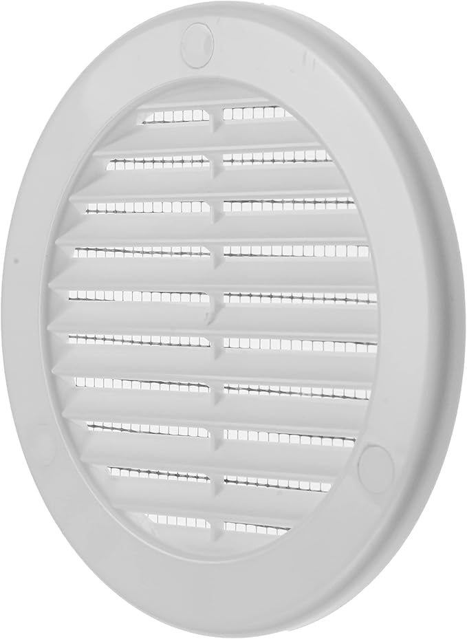 Vent Systems 4" Inch (Opening Dimensions) - Pack of 5 - White Soffit Vent Cover - Plastic Round Air Vent Grille - Built-in Mesh Screen - HVAC Register Louver for Bathroom, Home, Kitchen