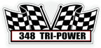 2X Engine Window Air Cleaner Sticker Decal 348 Tri Power V8 Motor for Street, Race, Classic Muscle Car, Compatible with Chevrolet Chevy 5x2.25 inch