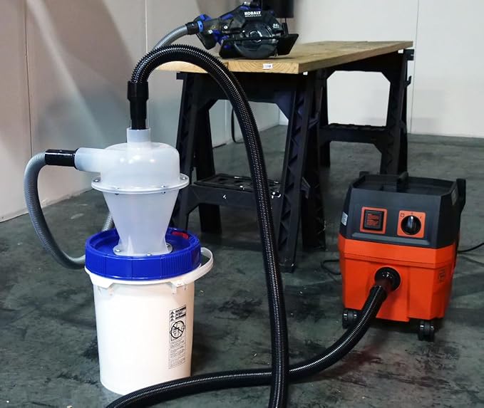 Assembled Quick Click Dust Separator with 5 Gallon Locking Collection Bin