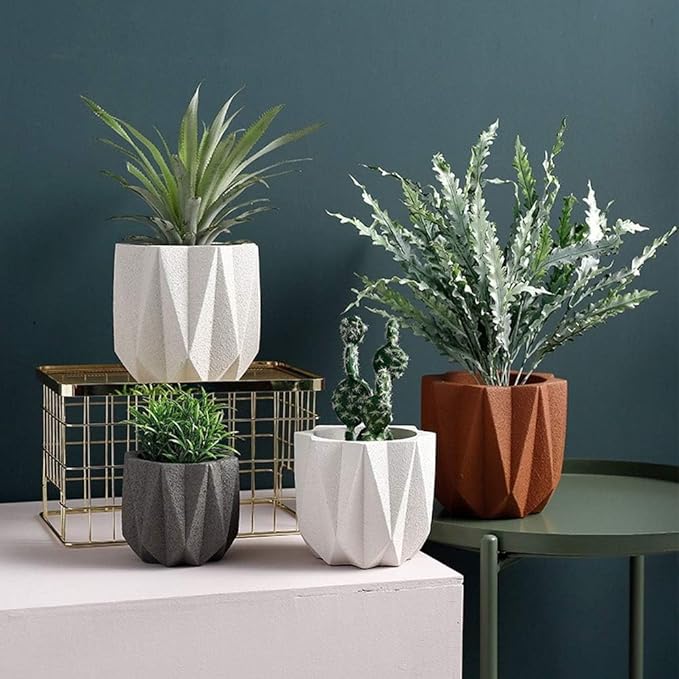 Outdoor Succulent Plantpot Cactus Plant Container Cement Flowerpot Container Modern Simple Planter Flower Vase Meat Plant Cement Container Concrete Flower Plant (Gray1 13cm*11.5cm) (Gray2 13cm*11.5cm)
