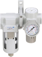 PneumaticPlus SAU420-N06G Compressed Air Filter Regulator Combo 3/4" NPT - Poly Bowl, Manual Drain, Bracket, Gauge