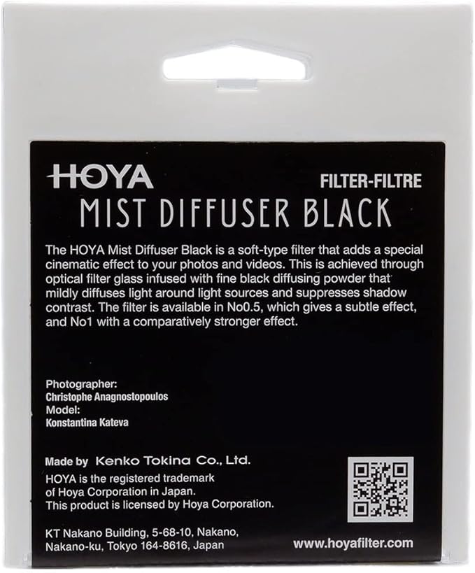 Hoya 52mm Mist Filter Black Diffuser No. 0.5 - Black Mist Filter for Camera Lenses - Soft Diffusion Effect for Portrait Photography & Cinematic Look, Reduces Contrast & Softens Wrinkles