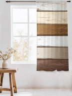 Sheer Curtains 63 Inch Length, Vintage Geometric Brown Semi Sheer Curtains Light Filtering Window Treatment, Farmhouse Country Chic Wood Grain Privacy Voile Drapes for Living Room Bedroom 52x63 Inch