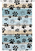 Sheer Curtains 108 Inches Long, Blue Beige Paw Print Semi Sheer Curtains Light Filtering Window Treatment, Vintage Farmhouse Country Wood Grain Privacy Voile Drapes for Living Room Bedroom 52x108 Inch