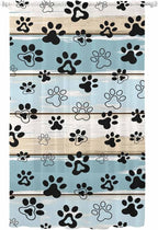 Sheer Curtains 108 Inches Long, Blue Beige Paw Print Semi Sheer Curtains Light Filtering Window Treatment, Vintage Farmhouse Country Wood Grain Privacy Voile Drapes for Living Room Bedroom 52x108 Inch