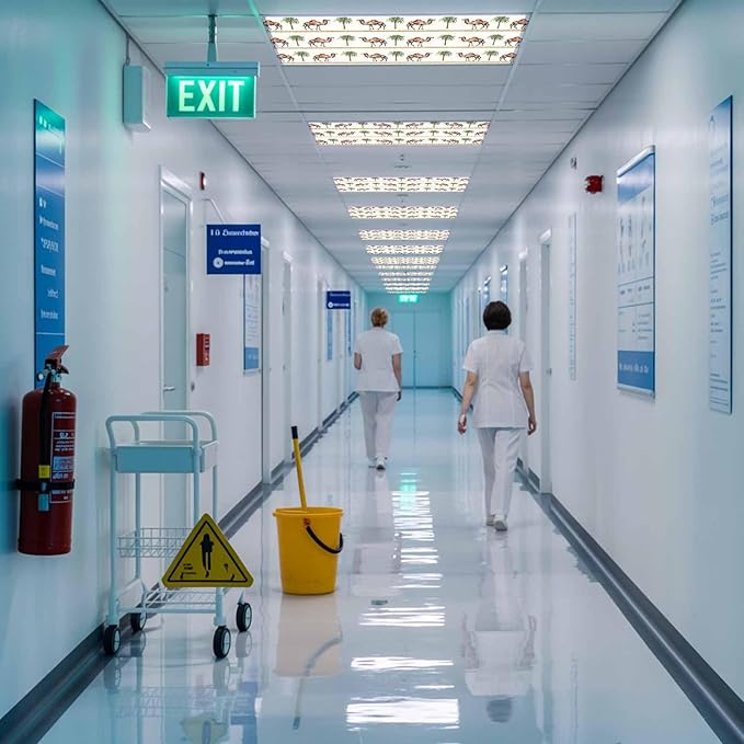 Fluorescent Light Covers for Ceiling Lights Desert Camel Magnetic Light Filters 4 Pack 4x2 ft Boho Southwest Date Trees Ceiling Lights Cover for Classroom Office School Home Drop Lamp Decor