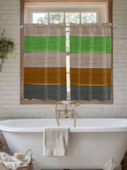 Farm Gray Green Brown Wood Grain Window Valance Curtains, Rustic Wooden Plank Light Filtering Kitchen Valance with 3-inch Rod Pocket for Living Room Bathroom Bedroom,2 Panel,52x54In