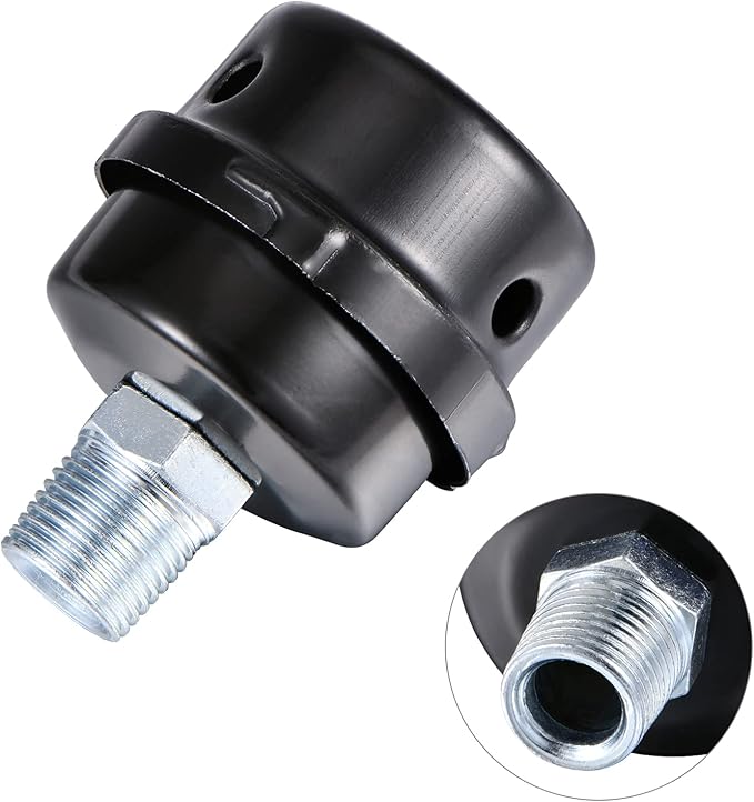 Pack of 2 1/2" Thread Male Thread Diameter 20mm Air Compressor Silencer Filter, Thread Metal Air Compressor Intake Filter Sound Muffler Silencer, Air Compressor Replacement Parts