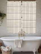 Vintage Country Wooden Board Window Valance Curtains, Gradient Wood Grain Line Light Filtering Kitchen Valance with 3-inch Rod Pocket for Living Room Bathroom Bedroom,2 Panel,42x63In