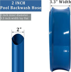 Pool Backwash Hose 2 inch × 100 ft Thicken Blue Water Discharge Pipe Lay Flat Tubing Hose for Backwash Pool Filter, Drain Pool Pond Water (2in-100ft)